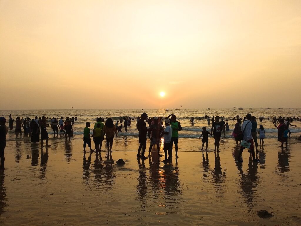 Calangute beach at sunset, North Goa